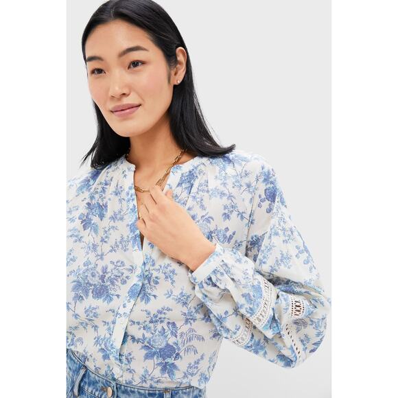 TUCKERNUCK Forget Me Not Floral Camden Blouse Szie S NWT Retail $198 Tuckernuck - Picture 4 of 8